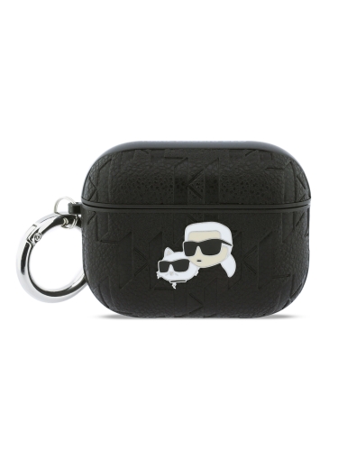 Karl Lagerfeld для Airpods Pro 3 чехол PU Saffiano Monogram with ring NFT Metal Head Karl & Choup Black