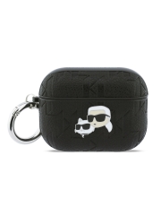Karl Lagerfeld для Airpods Pro 3 чехол PU Saffiano Monogram with ring NFT Metal Head Karl &amp; Choup Black