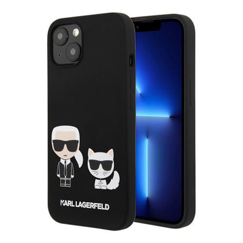 Чехол Lagerfeld Liquid silicone Karl & Choupette Hard для iPhone 13 mini, черный