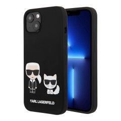 Чехол Lagerfeld Liquid silicone Karl &amp; Choupette Hard для iPhone 13 mini, черный