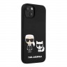 Чехол Lagerfeld Liquid silicone Karl & Choupette Hard для iPhone 13 mini, черный
