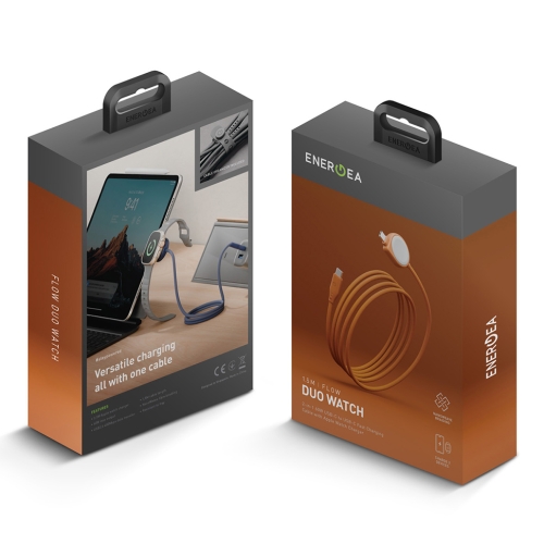 Energea Кабель FLOW Duo Watch USB-C to USB-C + Watch PD60W/480Mbps Nanoweave Orange 1.5m