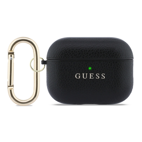 Guess для Airpods Pro 3 чехол PU Grained leather with Classic metal logo and Carabin Black