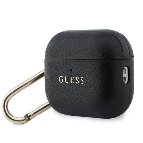 Guess для Airpods Pro 3 чехол PU Grained leather with Classic metal logo and Carabin Black