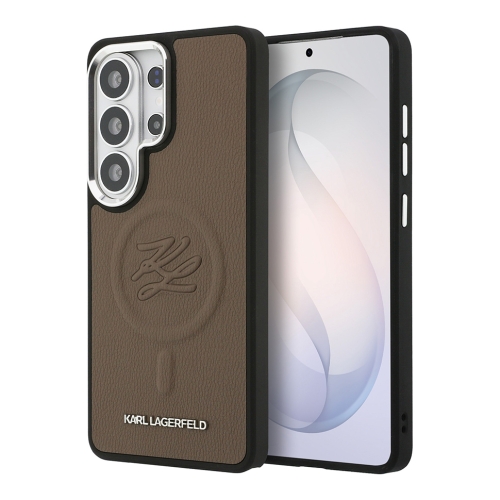 Karl Lagerfeld для Galaxy S26 Ultra чехол PU Debossed Initials Metal camera Hard Brown (MagSafe)