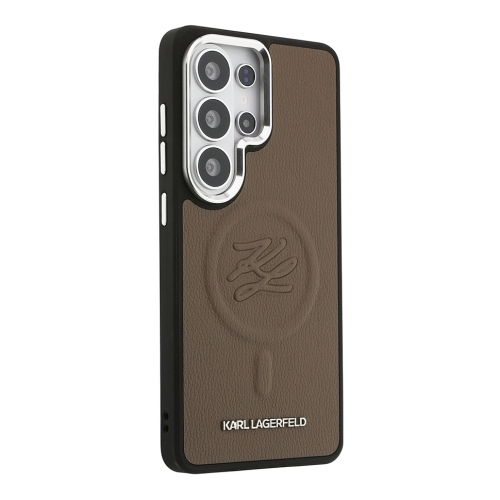 Karl Lagerfeld для Galaxy S26 Ultra чехол PU Debossed Initials Metal camera Hard Brown (MagSafe)