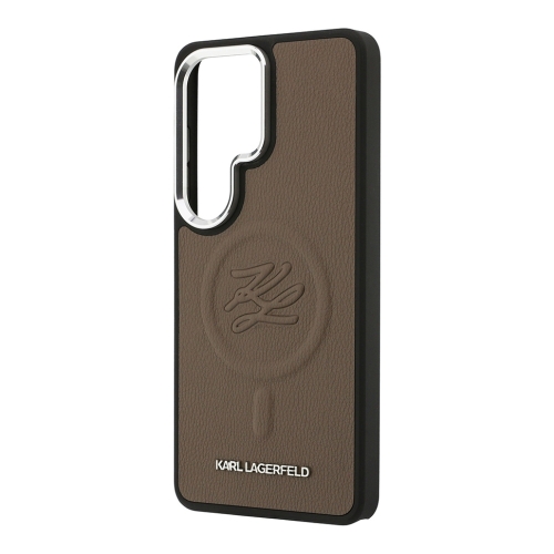 Karl Lagerfeld для Galaxy S26 Ultra чехол PU Debossed Initials Metal camera Hard Brown (MagSafe)