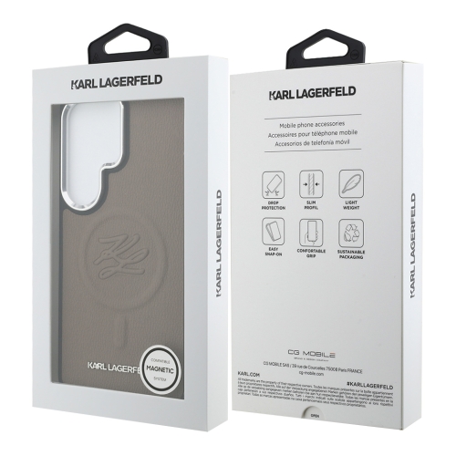 Karl Lagerfeld для Galaxy S26 Ultra чехол PU Debossed Initials Metal camera Hard Brown (MagSafe)