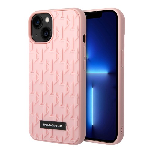 Чехол Lagerfeld 3D Rubber Monogram w Metal logo Hard для iPhone 14 Plus, розовый