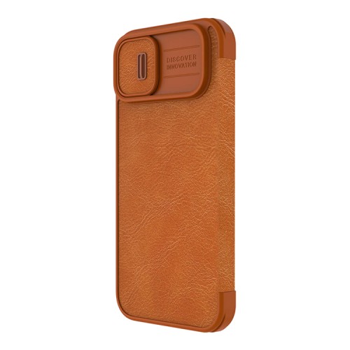 Чехол Nillkin Qin Pro для iPhone 14, коричневый