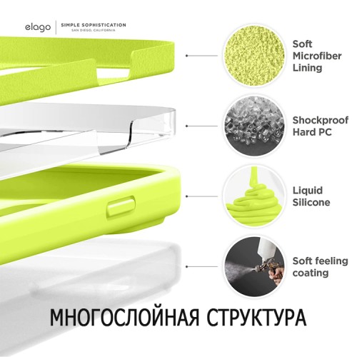 Чехол Elago Soft Silicone для iPhone 14 Pro, Neon Yellow