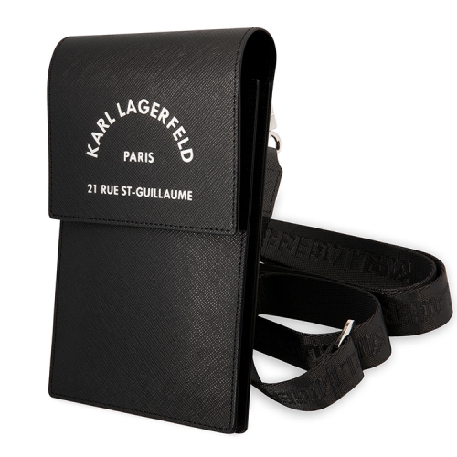 Сумка Lagerfeld Wallet Phone Bag PU Saffiano RSG logo для смартфонов, черная