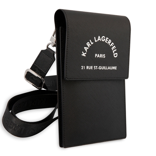 Сумка Lagerfeld Wallet Phone Bag PU Saffiano RSG logo для смартфонов, черная