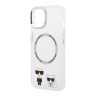 Чехол Lagerfeld Karl&Choupette Hard для iPhone 14, прозрачный (MagSafe)