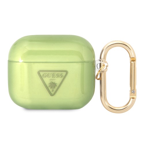 Чехол Guess Translucent Palm Tree с карабином для Airpods 3 (2021), зеленый