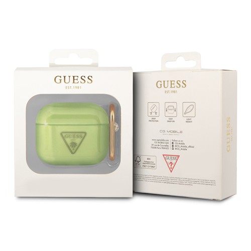 Чехол Guess Translucent Palm Tree с карабином для Airpods 3 (2021), зеленый
