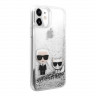 Чехол Lagerfeld Liquid glitter Karl & Choupette Hard для iPhone 11, серебристый