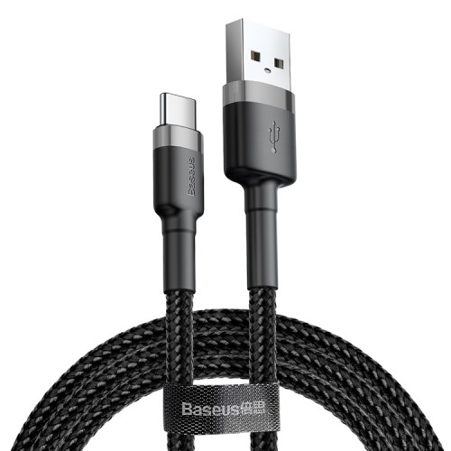 Кабель Baseus cafule USB-A/USB-C 3A (1 метр), черный/серый