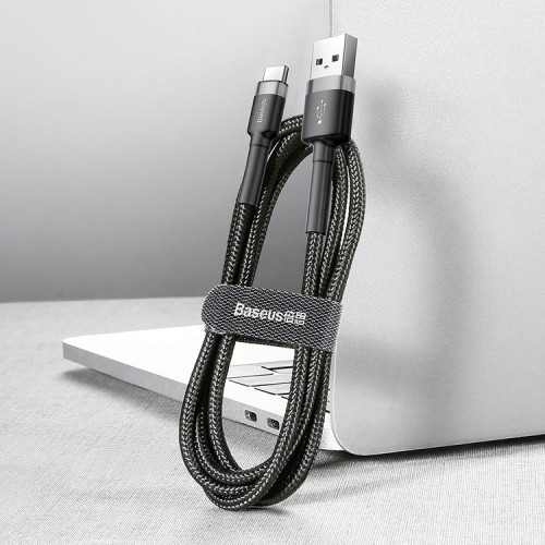 Кабель Baseus cafule USB-A/USB-C 3A (1 метр), черный/серый