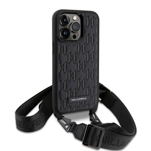 Чехол Lagerfeld Crossbody PU Monogram with Strap Hard для iPhone 13 Pro, черный