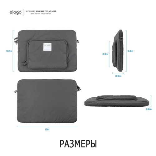 Elago для ноутбуков 14"/ Macbook Pro 14" чехол LapTop Pocket Sleeve Dark Grey