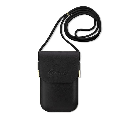 Guess для смартфонов сумка Wallet Phone Bag Saffiano Script logo with Cord Black