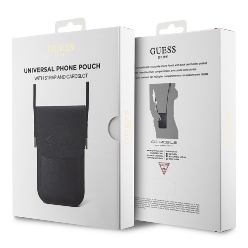 Guess для смартфонов сумка Wallet Phone Bag Saffiano Script logo with Cord Black