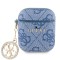 Guess для Airpods 1/2 чехол PU leather 4G with metal logo and Diamond charm Blue