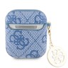 Guess для Airpods 1/2 чехол PU leather 4G with metal logo and Diamond charm Blue