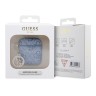 Guess для Airpods 1/2 чехол PU leather 4G with metal logo and Diamond charm Blue
