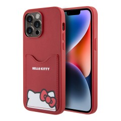 Hello Kitty для iPhone 14 Pro Max чехол Cardslot PU Leather Hidden Kitty Hard Red