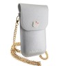 Hello Kitty для смартфонов сумка Wallet Phone Bag PU Grained leather Metal Kitty Head w Chain Silver