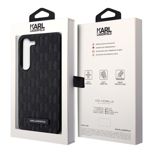 Karl Lagerfeld для Galaxy S23 чехол PU Saffiano Monogram Metal Plate logo Hard Black