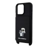 Karl Lagerfeld для iPhone 15 Pro Max чехол Crossbody cardslot PU Saffiano NFT Karl&Choup Metal Hard Black