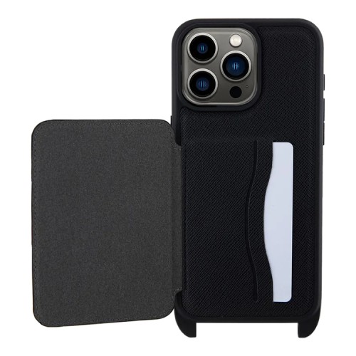 Karl Lagerfeld для iPhone 15 Pro Max чехол Crossbody cardslot PU Saffiano NFT Karl&Choup Metal Hard Black
