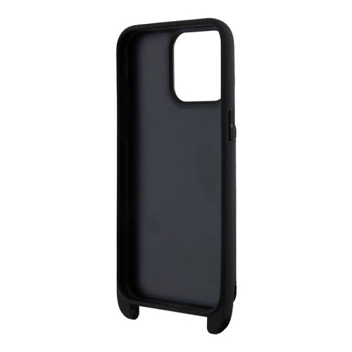 Karl Lagerfeld для iPhone 15 Pro Max чехол Crossbody cardslot PU Saffiano NFT Karl&Choup Metal Hard Black