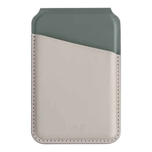 Uniq магнитный бумажник Lyden DS Magnetic FRID-blocking cardholder with Stand Ivory/Lychen Green