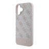 Guess для iPhone 16 чехол PU кожа 4G Bottom stripe Metal logo Pink