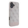 Guess для iPhone 16 чехол PU кожа 4G Bottom stripe Metal logo Pink