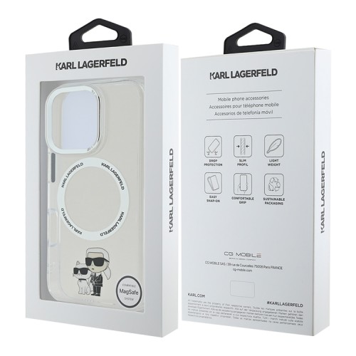 Karl Lagerfeld для iPhone 16 Pro чехол PC/TPU NFT Karl&Choupette Bodies прозрачный (MagSafe)