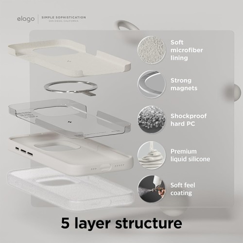 Elago для iPhone 15 чехол Soft silicone (Liquid) Stone (MagSafe)