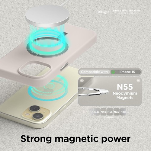 Elago для iPhone 15 чехол Soft silicone (Liquid) Stone (MagSafe)