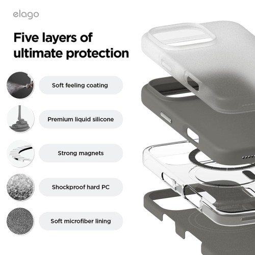 Elago для iPhone 16 Pro чехол Soft silicone (Liquid) Medium Gray (MagSafe)
