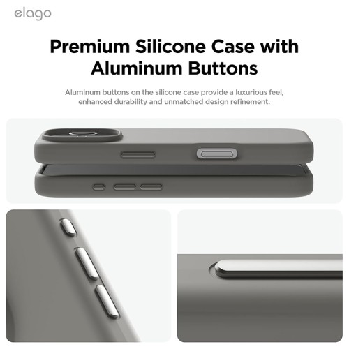 Elago для iPhone 16 Pro чехол Soft silicone (Liquid) Medium Gray (MagSafe)