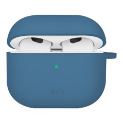 Uniq для Airpods 4 чехол NEXO Liquid silicone +carabin +Sports ear hooks Pacific Blue