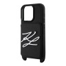 Karl Lagerfeld для iPhone 16 Pro чехол Crossbody cardslot PU Saffiano Autograph Hard Black