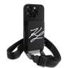 Karl Lagerfeld для iPhone 16 Pro чехол Crossbody cardslot PU Saffiano Autograph Hard Black
