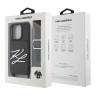 Karl Lagerfeld для iPhone 16 Pro чехол Crossbody cardslot PU Saffiano Autograph Hard Black