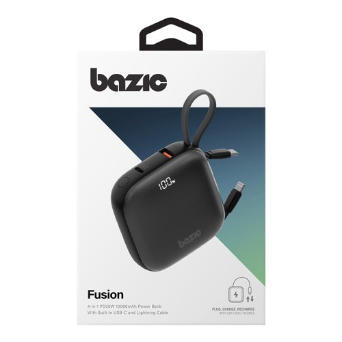 Energea АКБ Bazic GoPower Fusion, 10000 3in1 USB-C+A +USB-C/Lighning cables PD20W Display, Truffle