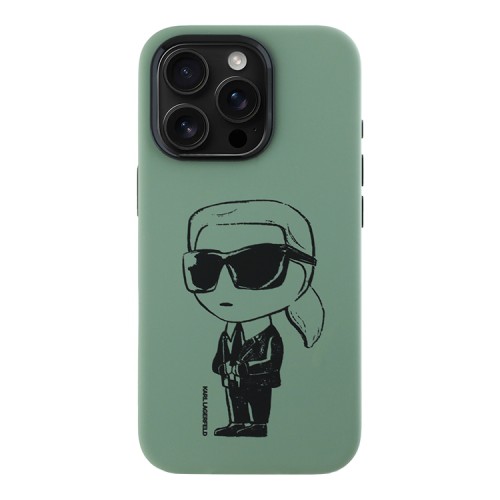 Karl Lagerfeld для iPhone 16 Pro Max чехол Liquid Silicone NFT Graffiti Karl Ikonik Hard Khaki (MagSafe)